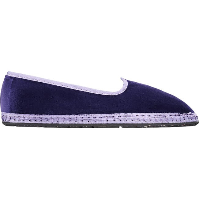 Flabelus | Women's Pippi Piped Velvet Slip-On Shoes, (Purple & Lilac, Size US 5/EU 36) | Maisonette | Maisonette