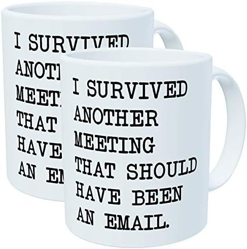 Pack of 2 - I survived another meeting that should have been an email - 11OZ ceramic coffee mugs ... | Amazon (US)