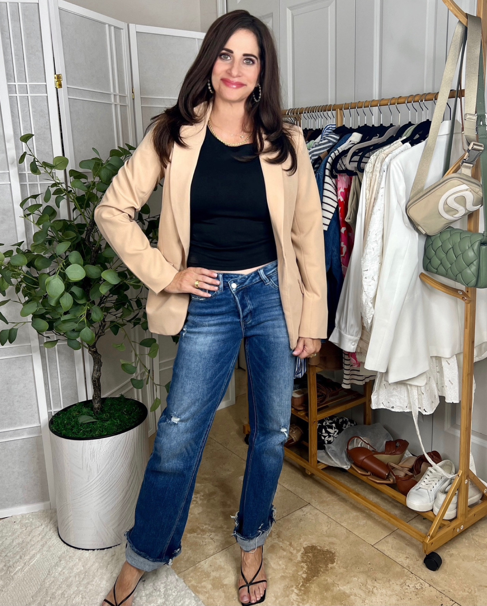 A way to make a casual outfit more chic. 
Blazer sm 
Top sm 
Jeans 24 
Sandals TTS 

#LTKunder50 #LTKsalealert #LTKstyletip