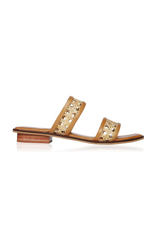 Paloma Leather-Trimmed Rattan Slides | Moda Operandi (Global)