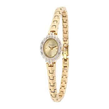 Personalized Dial Womens Diamond-Accent Oval Gold-Tone Bracelet Watch | JCPenney