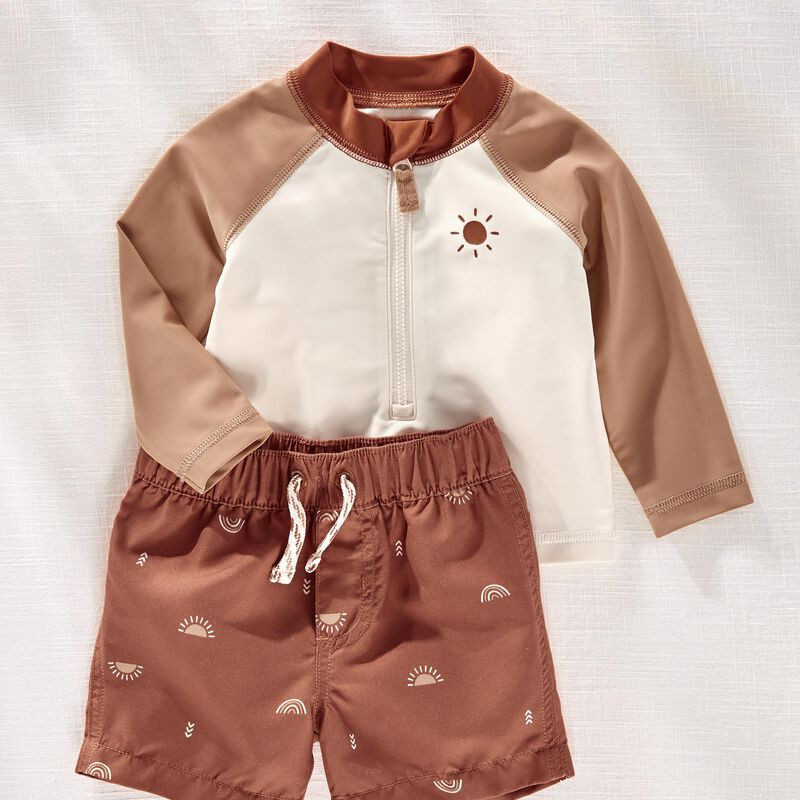 Baby Hilary Duff 2-Piece Rays And Rainbows Rashguard Set | Carter's