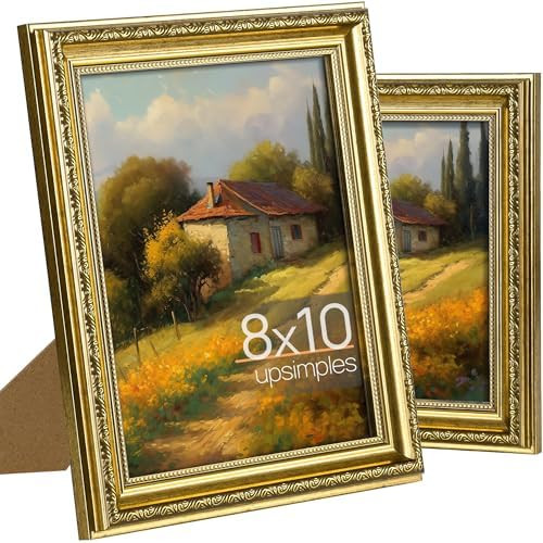 upsimples 8x10 Picture Frame with Real Glass, Ornate Vintage 8 x 10 Photo Frames for Wall Decor o... | Amazon (US)