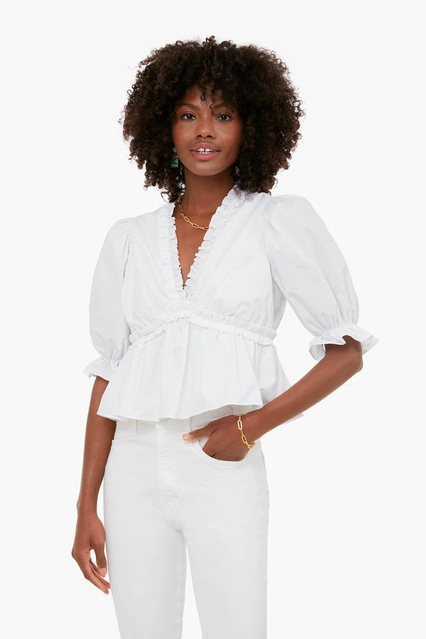 White Ruffle Rela Blouse | Tuckernuck (US)