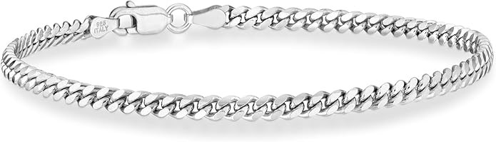 Miabella Italian Thick 925 Sterling Silver Solid Cuban Link Curb Chain Bracelet for Men, 3.2mm, 5... | Amazon (US)