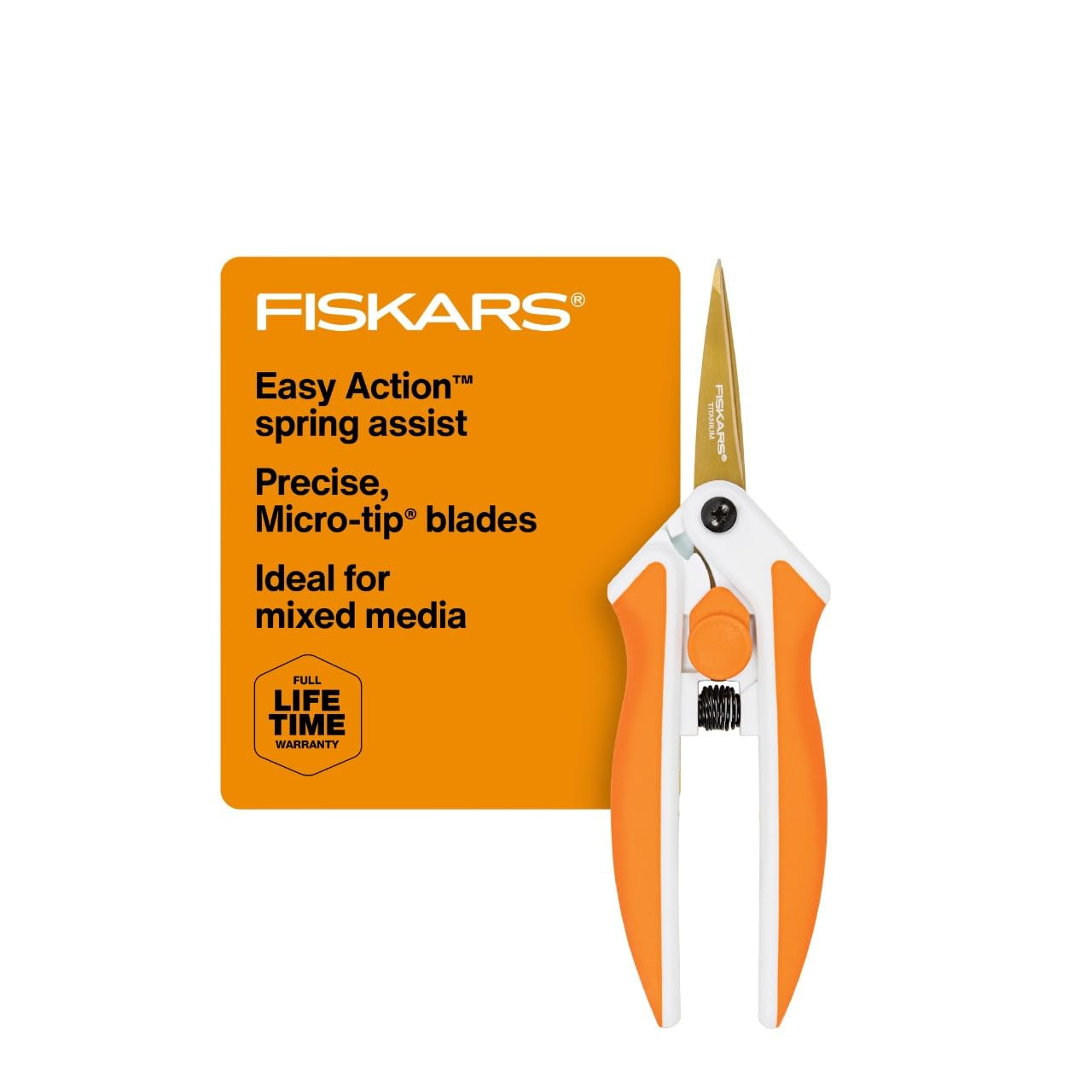 Fiskars Premier No. 5 Micro-Tip Easy Action Titanium Scissors - Stainless Steel Fabric and Mixed ... | Amazon (US)