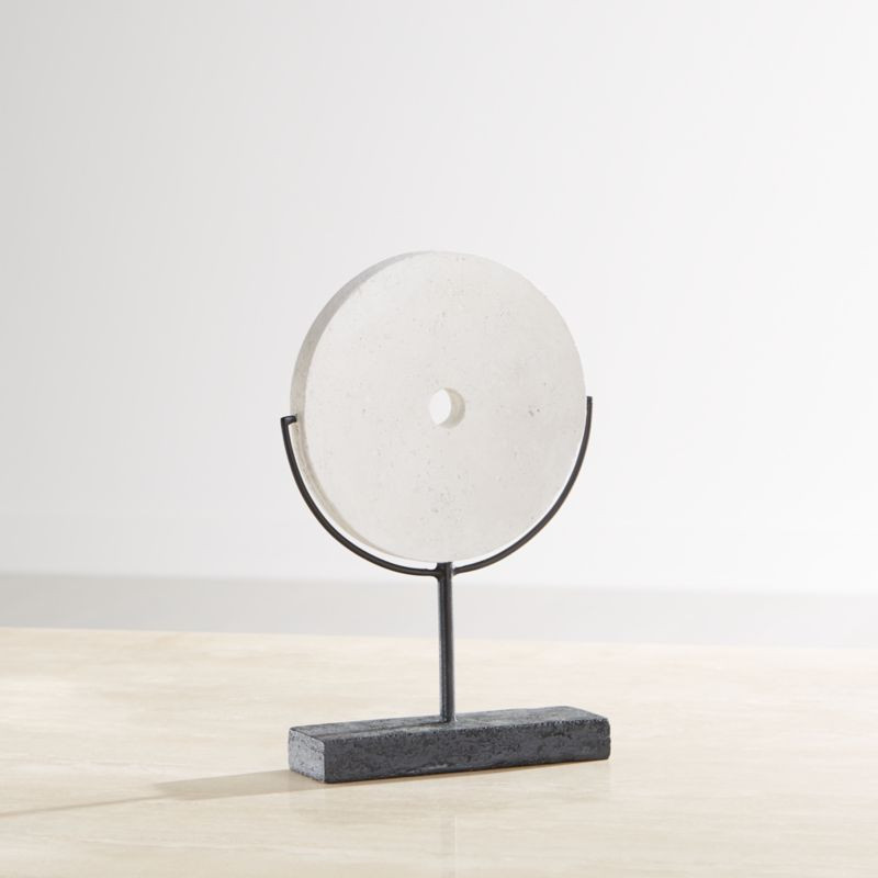 White Volcanic Ash Disc Sculpture + Reviews | Crate and Barrel | Crate & Barrel