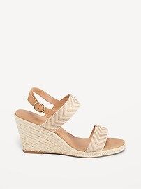 Open-Toe Braided Straw Espadrille Wedge Sandals for Women | Old Navy (US)