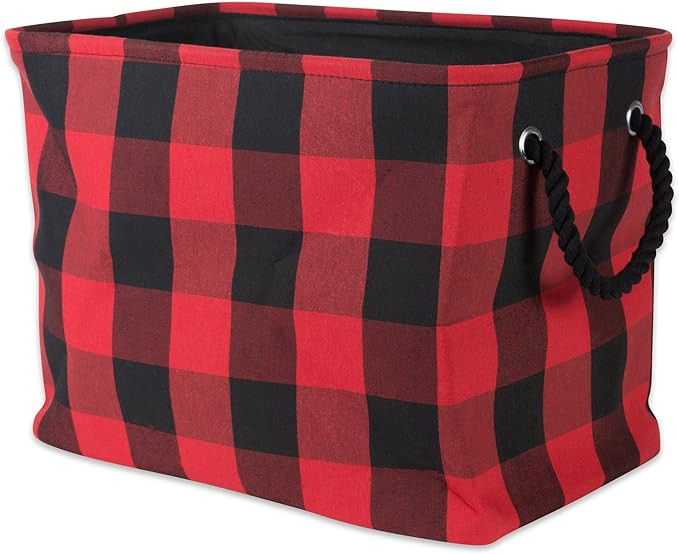 DII Buffalo Check Storage Collection Collapsible Bin with Handles, Medium, Red & Black | Amazon (US)
