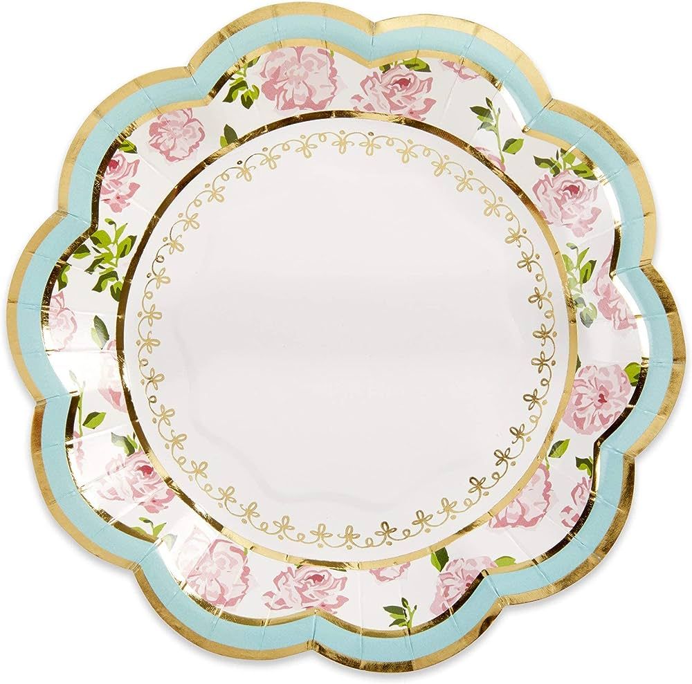 Kate Aspen Vintage Floral Tea Party 7 Blue (Set of 16) Premium Decorative Paper Plates, One Size,... | Amazon (US)