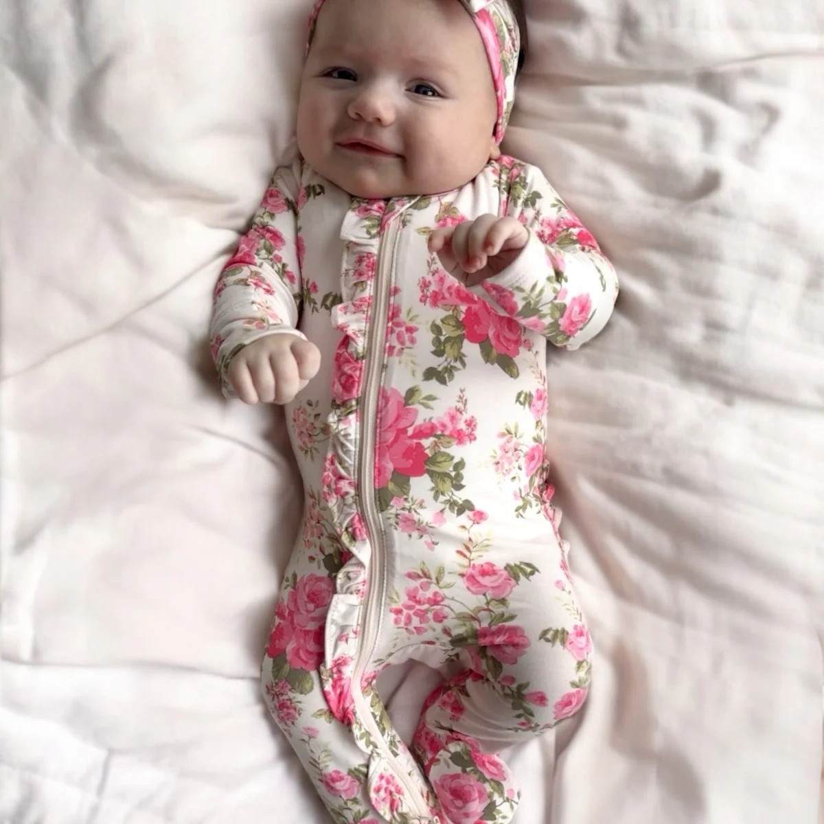 2-Way Zip Ruffle Footie, Country Daydream | SpearmintLOVE