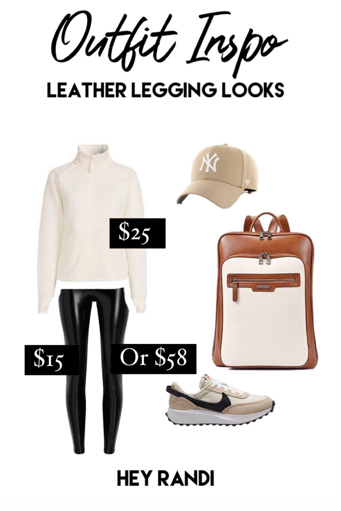 Winter casual athletic style outfit idea. Leather legging outfit idea. Casual travel outfit. Travel outfit idea  

#LTKstyletip #LTKunder100 #LTKunder50