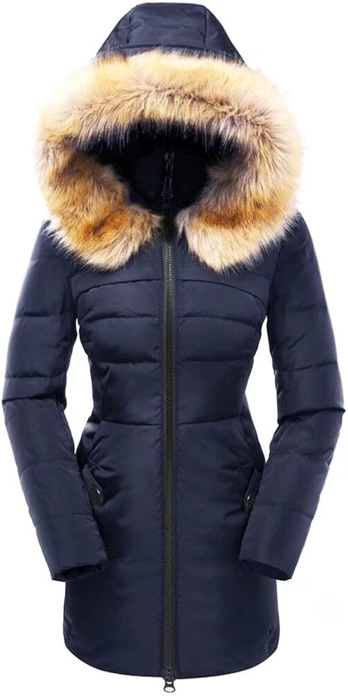 Amazon.com: Beinia Valuker Women's Down Coat with Fur Hood 90D Parka Puffer Jacket 57-Navy-XL: Cl... | Amazon (US)