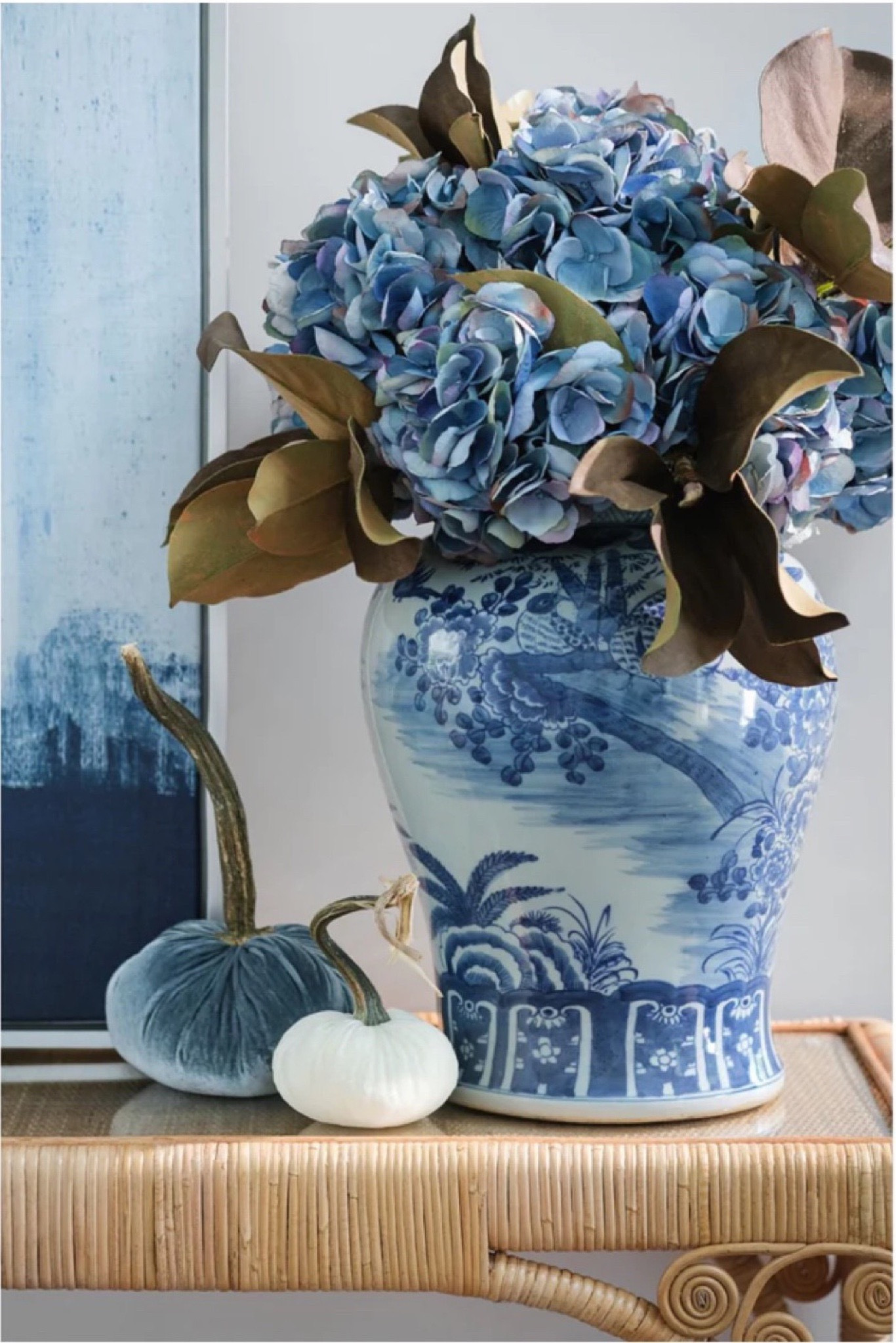 Fall decor blue hydrangeas velvet pumpkins coastal decor Cailini coastal

#LTKSeasonal #LTKHome #LTKFindsUnder50