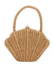 Raffia Straw Shell With Faux Pearl Clasp Handbag | TJ Maxx