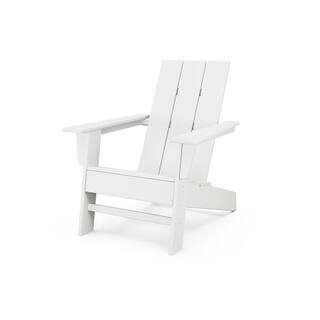 Grant Park White Modern Plastic Outdoor Patio Adirondack Chair | The Home Depot