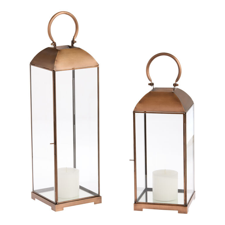 Copper, Mirror, and Glass Candle Lantern | World Market