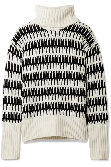 Theory - Wyndora Intarsia Wool And Cashmere-blend Turtleneck Sweater - Ivory | NET-A-PORTER (UK & EU)