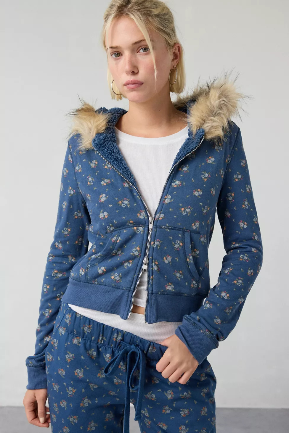 Out From Under Bundle Up Faux Fur Trim Zip-Up Hoodie Sweatshirt | Urban Outfitters (US and RoW)