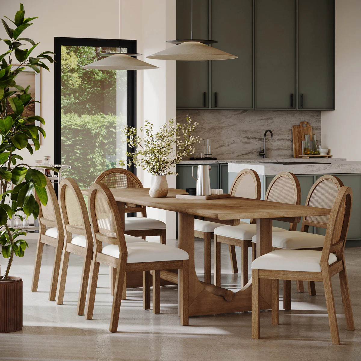 Wood Dining Room Table with Leaf Extension for 8 | Nathan James