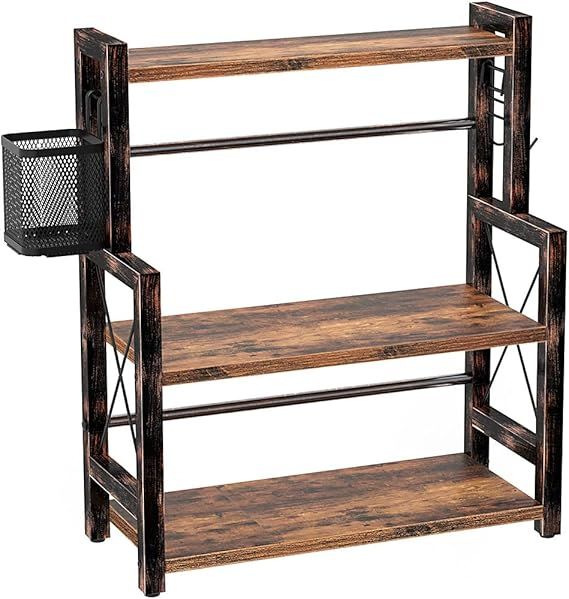 Rolanstar Spice Rack Organizer with Wire Basket, 3-Tier Kitchen Shelf, Wooden Spice Organizer wit... | Amazon (US)