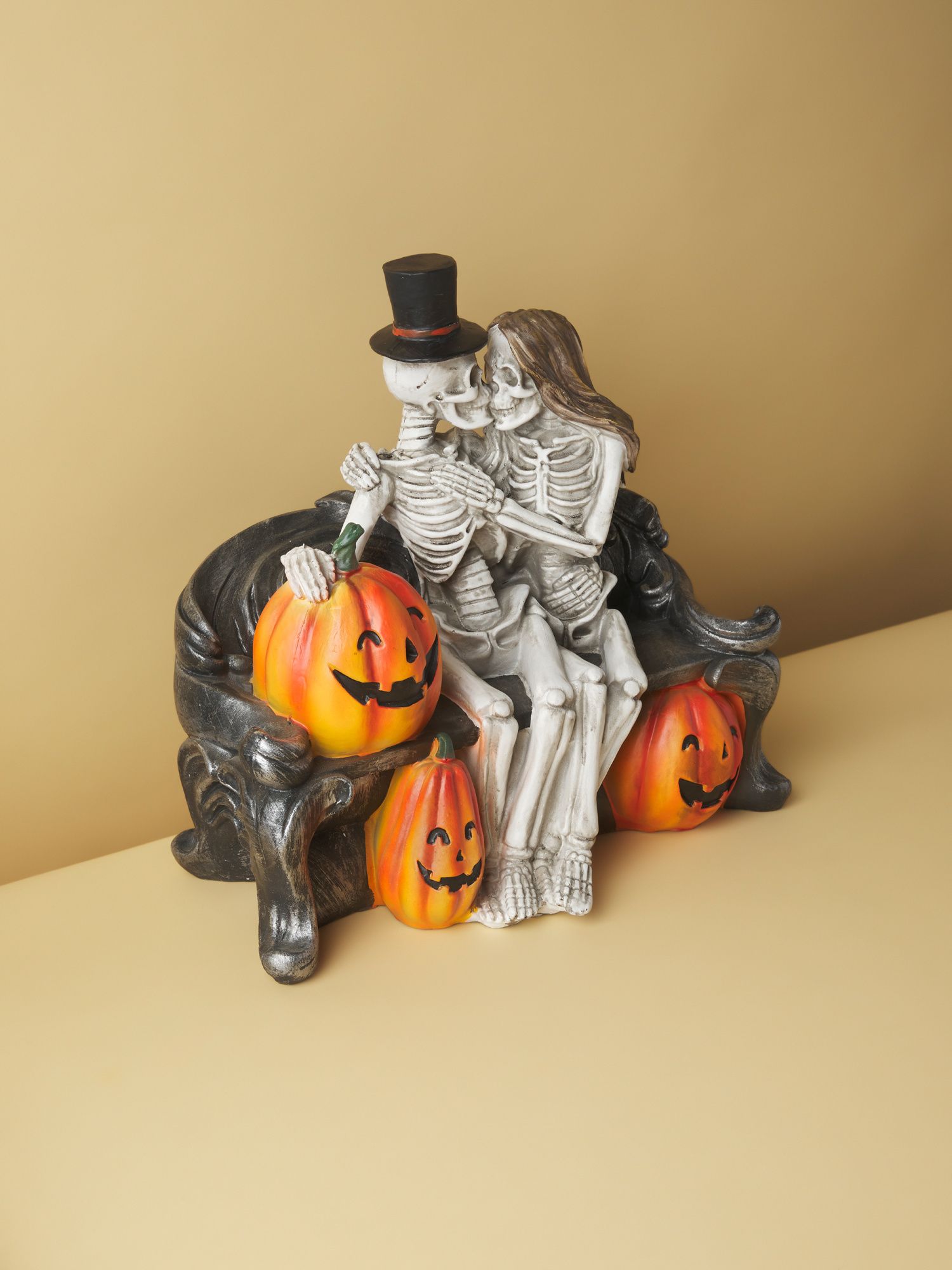 18in Skeleton Couple On Bench Figurine | HomeGoods