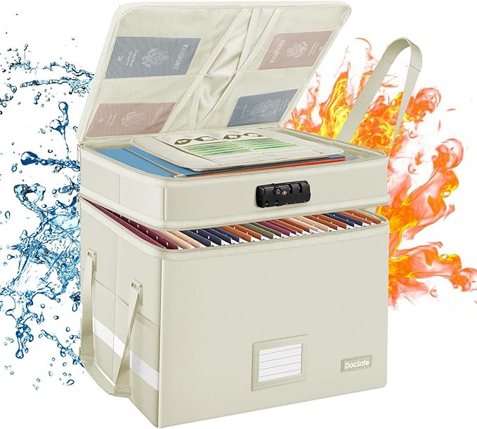 DocSafe File Box with Lock,Multi-Layer Fireproof Document Box Collapsible File Storage Organizer ... | Amazon (US)