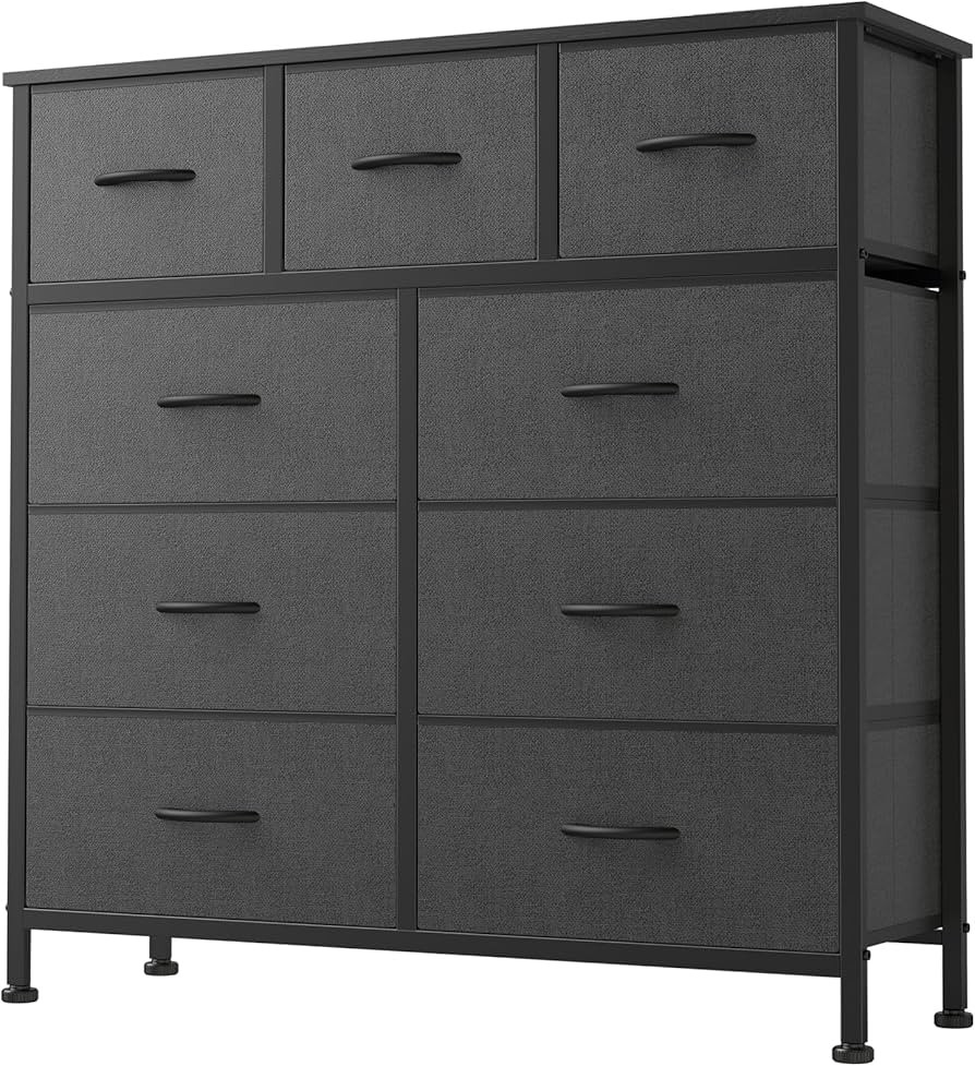 DUMOS 9 Drawer Dresser, Fabric Storage Organizer with Sturdy Metal Frame and Wooden Top, Modern C... | Amazon (US)