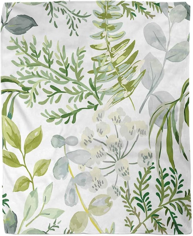 50x60 Inches Throw Blanket Pattern Forest Greenery Green Leaves Fern Floral Nature Delicate Warm ... | Amazon (US)