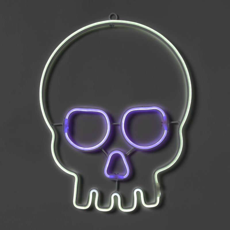 LED Faux Neon Skull White and Purple Halloween Novelty Silhouette Light - Hyde &#38; EEK! Boutiqu... | Target