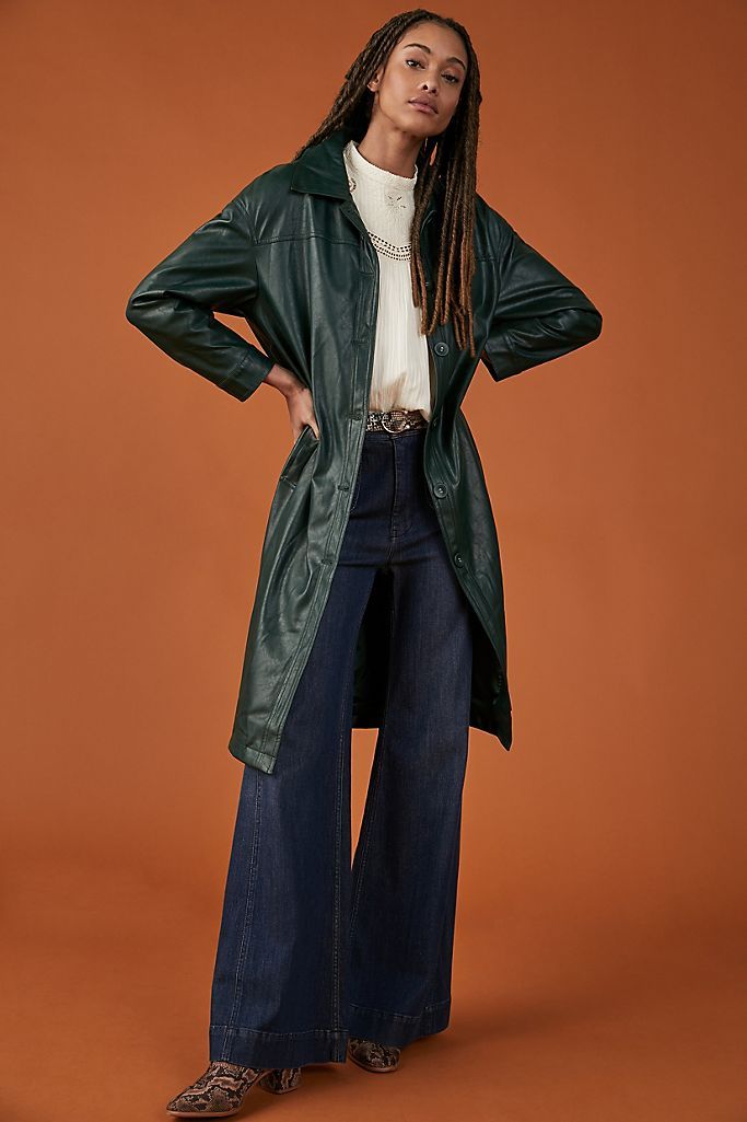 Deirdre Faux Leather Trench Coat | Anthropologie (US)