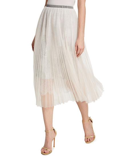 Loyd/Ford Mesh Lace Midi Skirt | Neiman Marcus