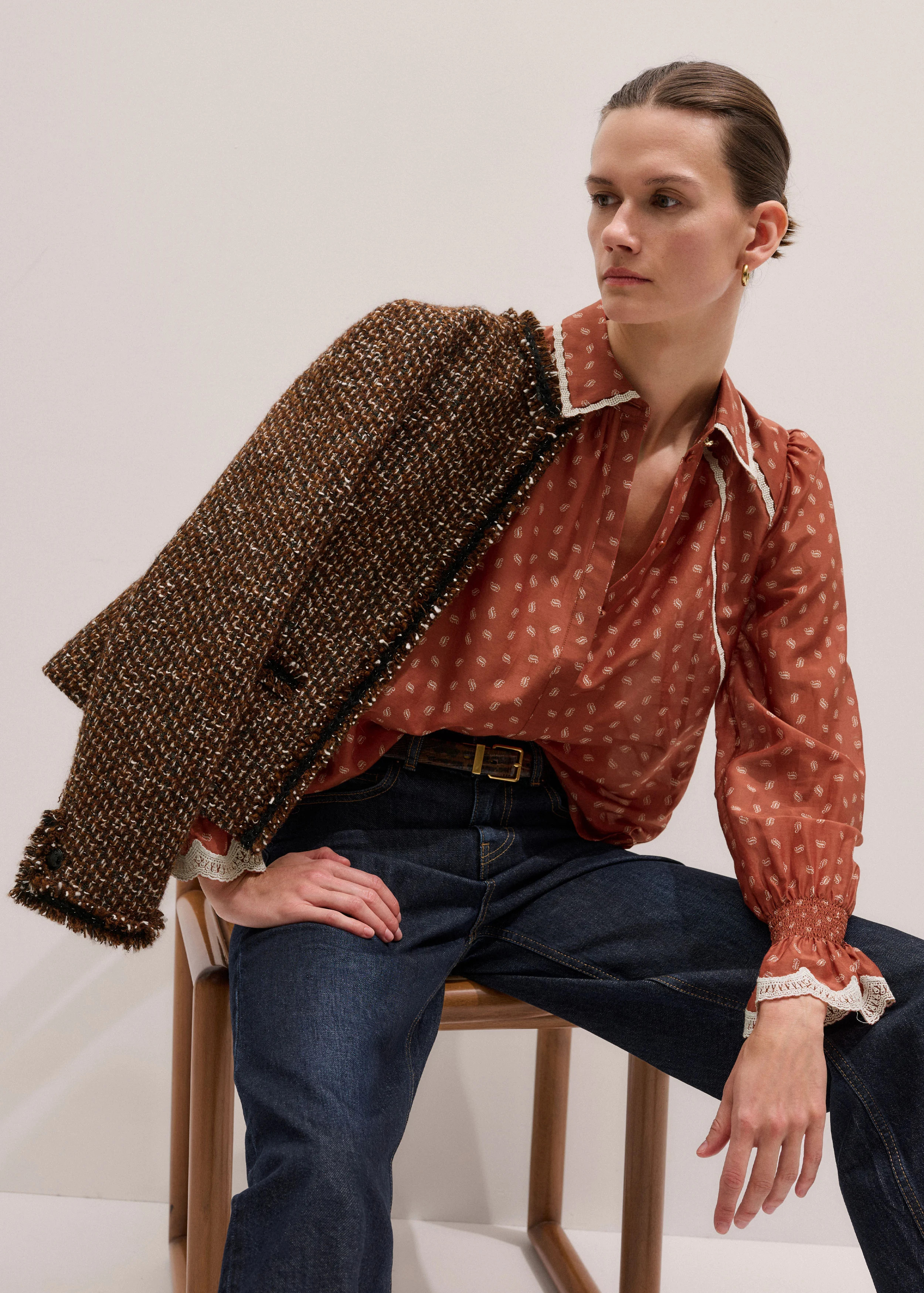 Trim Detail Blouse Cotton + Silk | ME+EM Global (Excluding US)