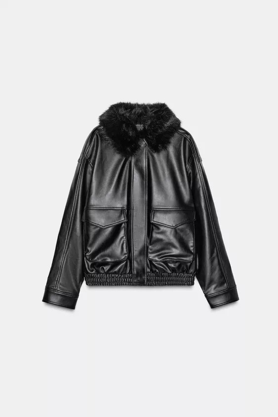 DETACHABLE FAUX FUR COLLAR JACKET | Zara US