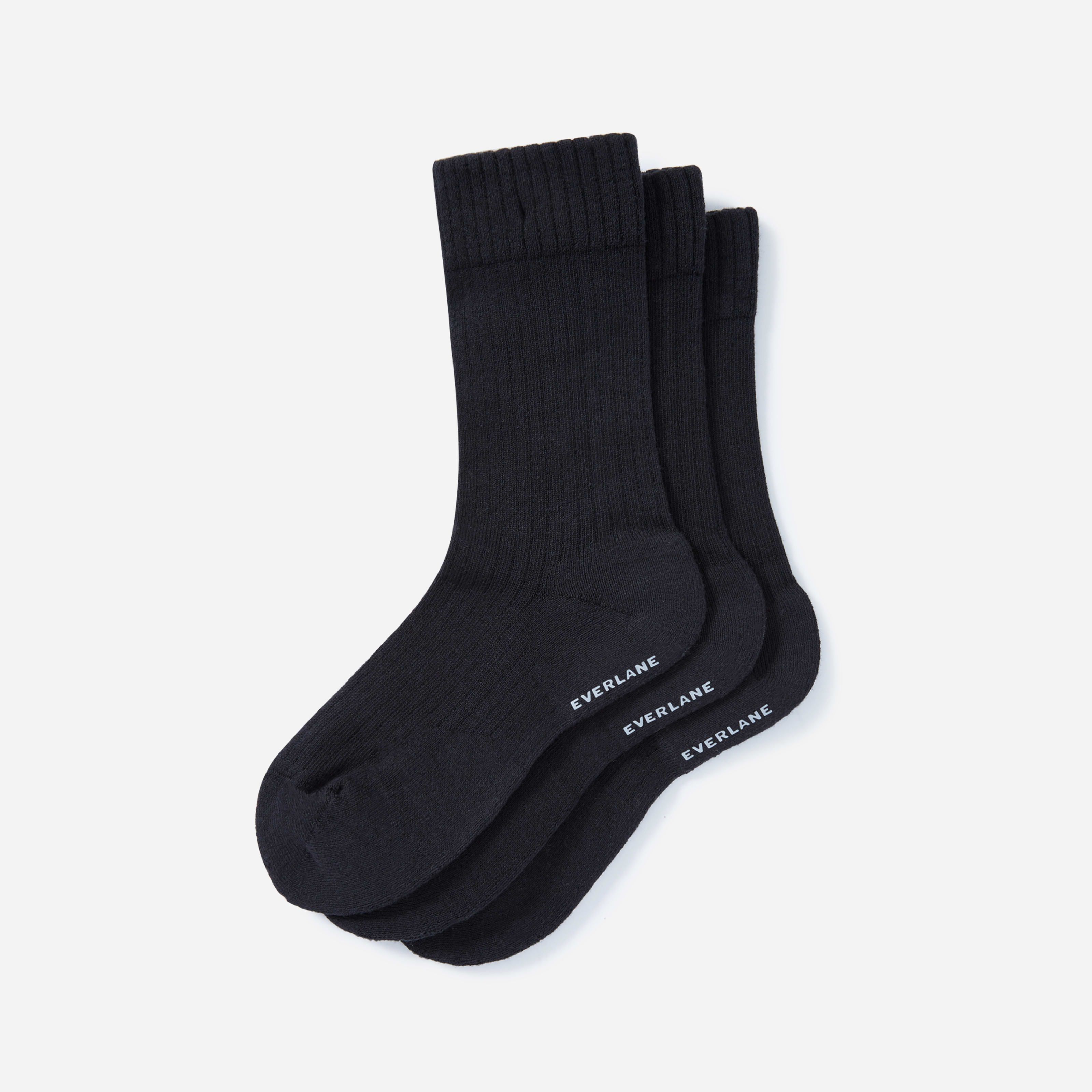Organic Cotton Ribbed Crew Sock 3-Pack by Everlane in Black, Size M | Everlane