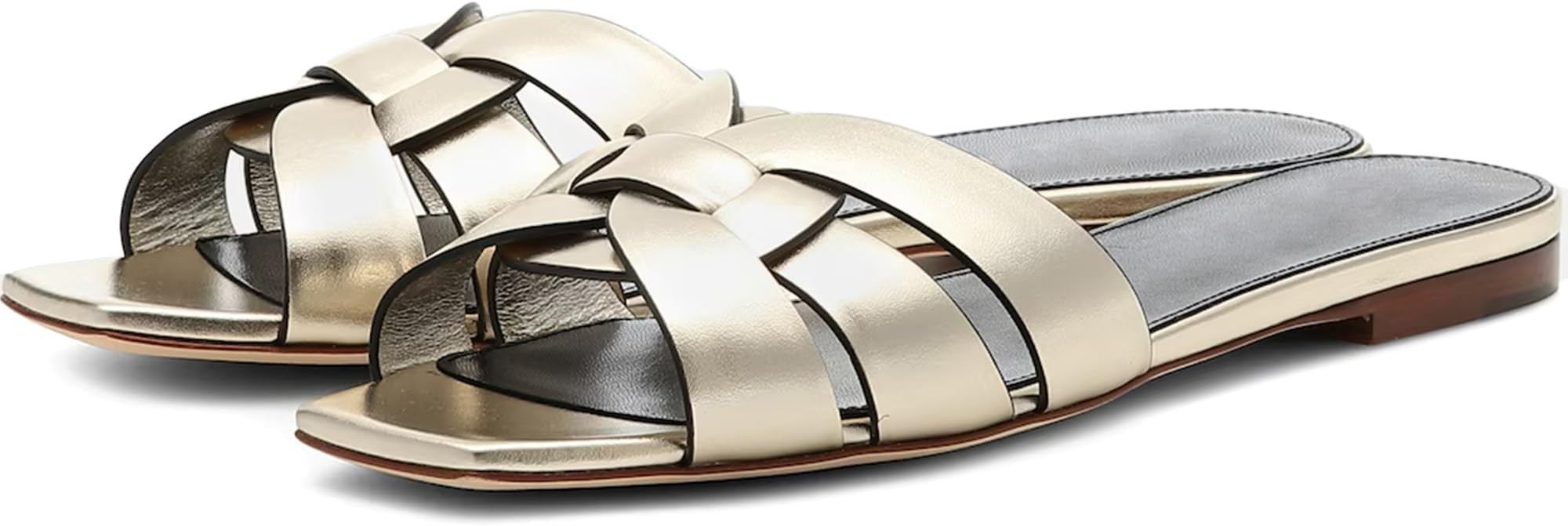 Square Toe Flat Sandals for Women Patent Leather Slip on Slippers Summer Comfortable Dressy Beach... | Amazon (US)