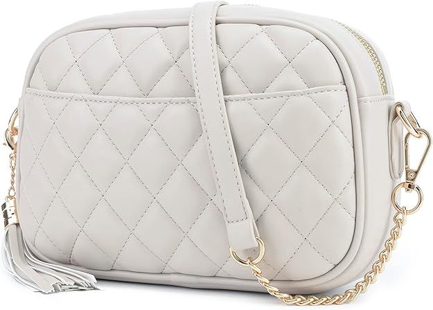 lola mae Quilted Crossbody Bag, Medium Lightweight Shoulder Purse Top Zipper Tassel Accent | Amazon (US)
