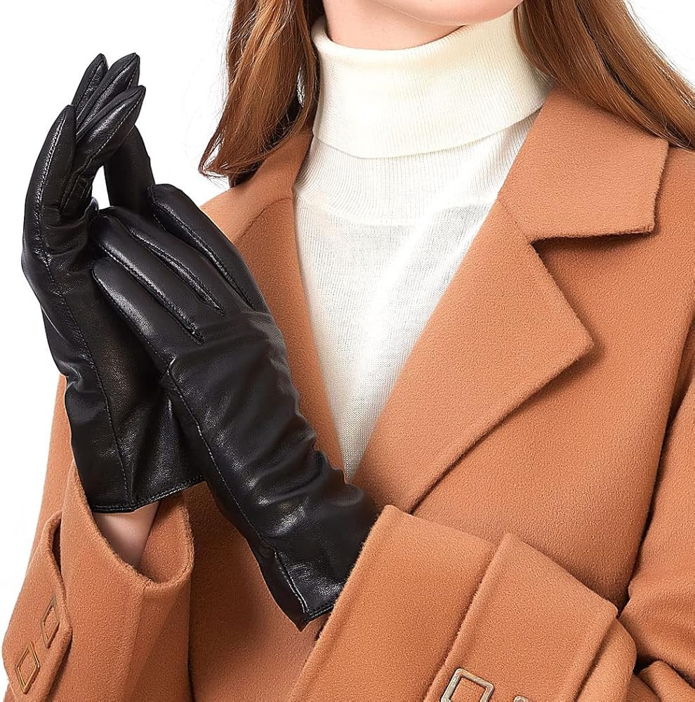 ZLUXURQ Women’s Cold Weather Gloves – Genuine SheepSkin ladies Leather Gloves Cashmere or Fle... | Amazon (UK)