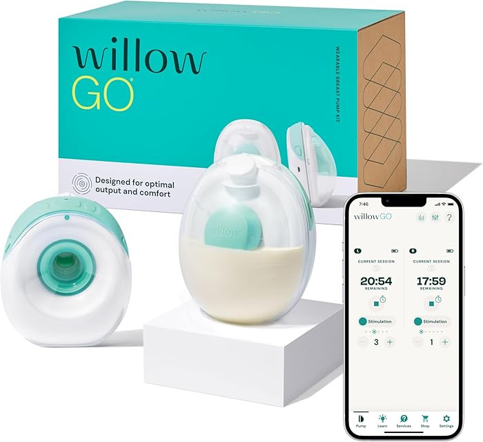 Willow Go Wearable Breast Pump, Hands Free Double Electric Breast Pump, Wireless In-Bra Design wi... | Amazon (US)