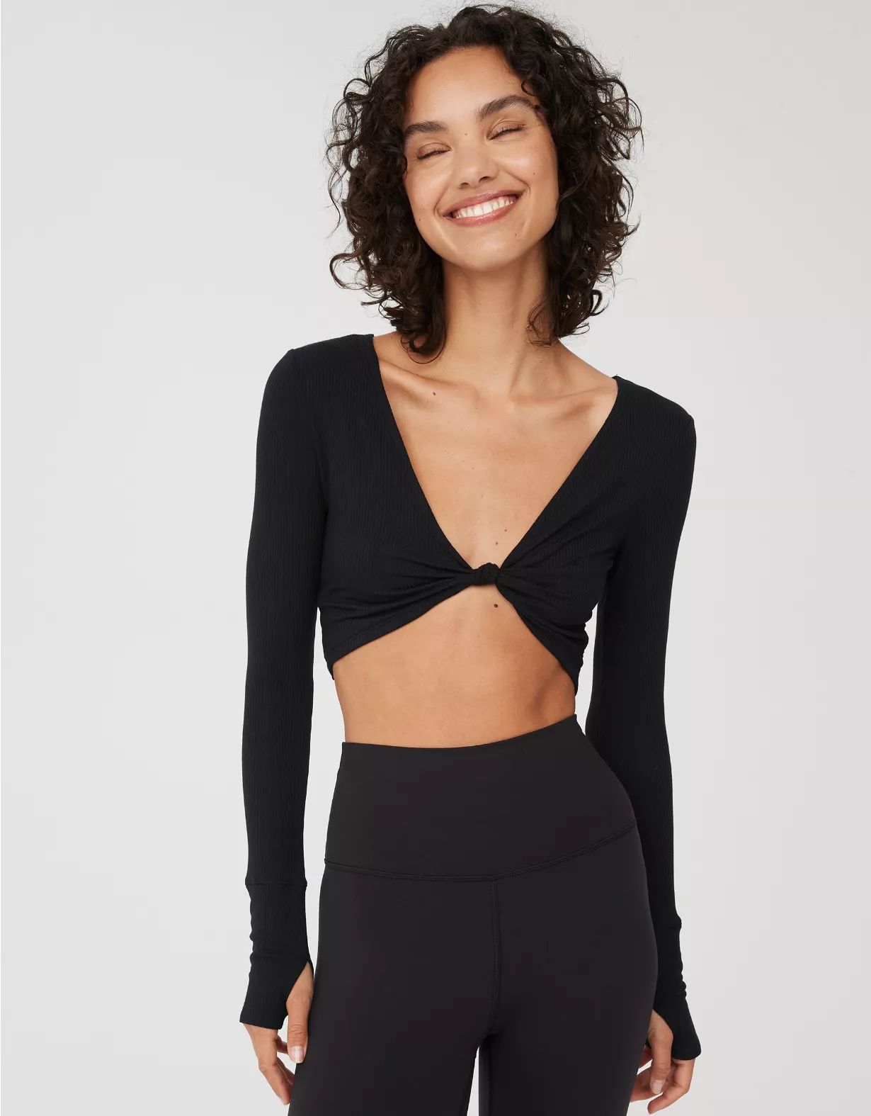 OFFLINE By Aerie Thumbs Up Bow Crop Top | Aerie