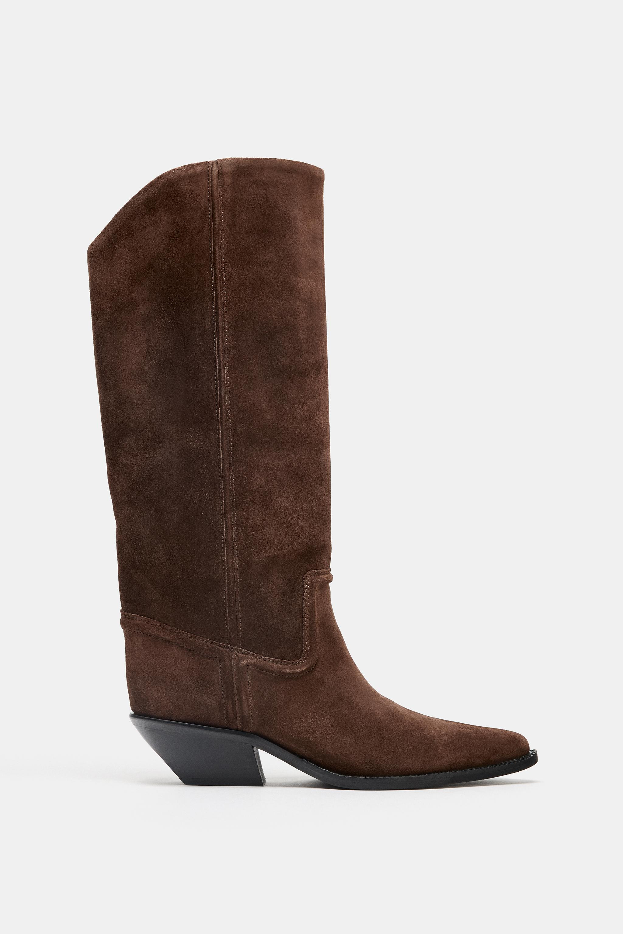 SPLIT LEATHER HEELED COWBOY BOOTS | Zara US