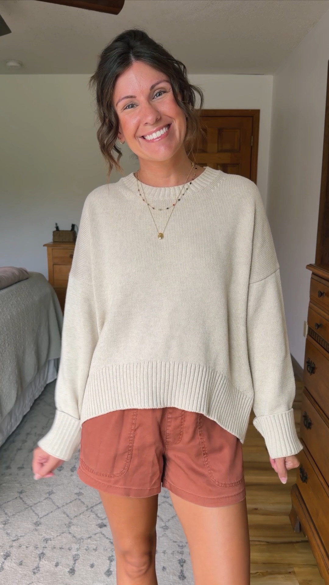 Nothing better than a sweater and shorts outfit!✨🫶🏽

Small in my sweater (100% cotton!), xs in my shorts and 6 in my sandals.

#LTKPetite #LTKMidsize #LTKSeasonal
