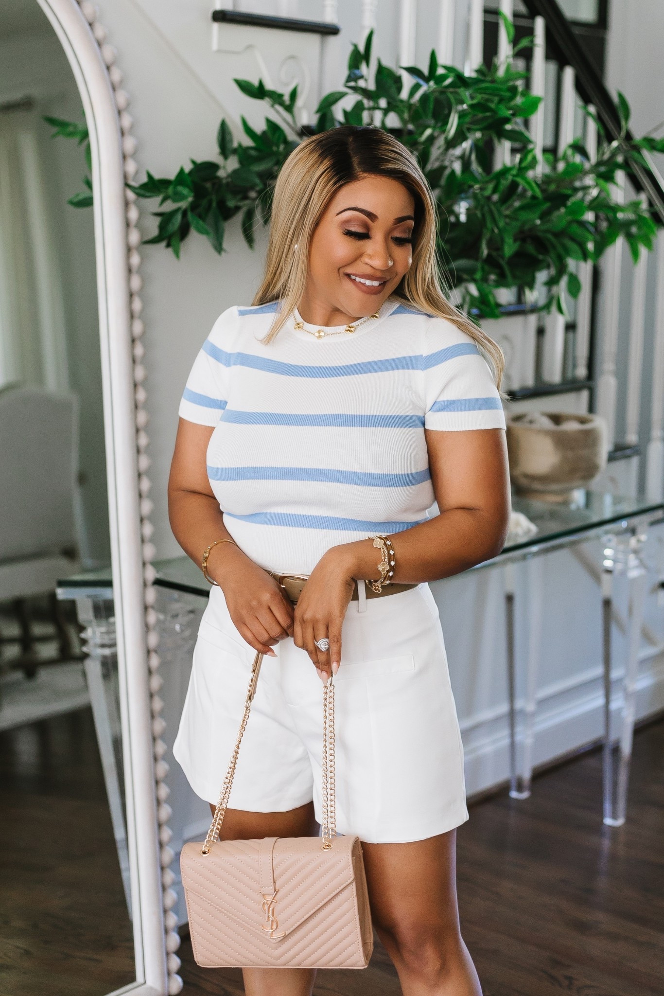 Keeping it classic with this combo—white tailored shorts paired with a timeless blue striped shirt. It’s polished, easy, and perfect for warm-weather days when you want to feel pulled together without trying too hard.

// classic spring style // tailored shorts // striped shirt outfit // everyday chic // summer capsule wardrobe // elevated casual // warm weather look