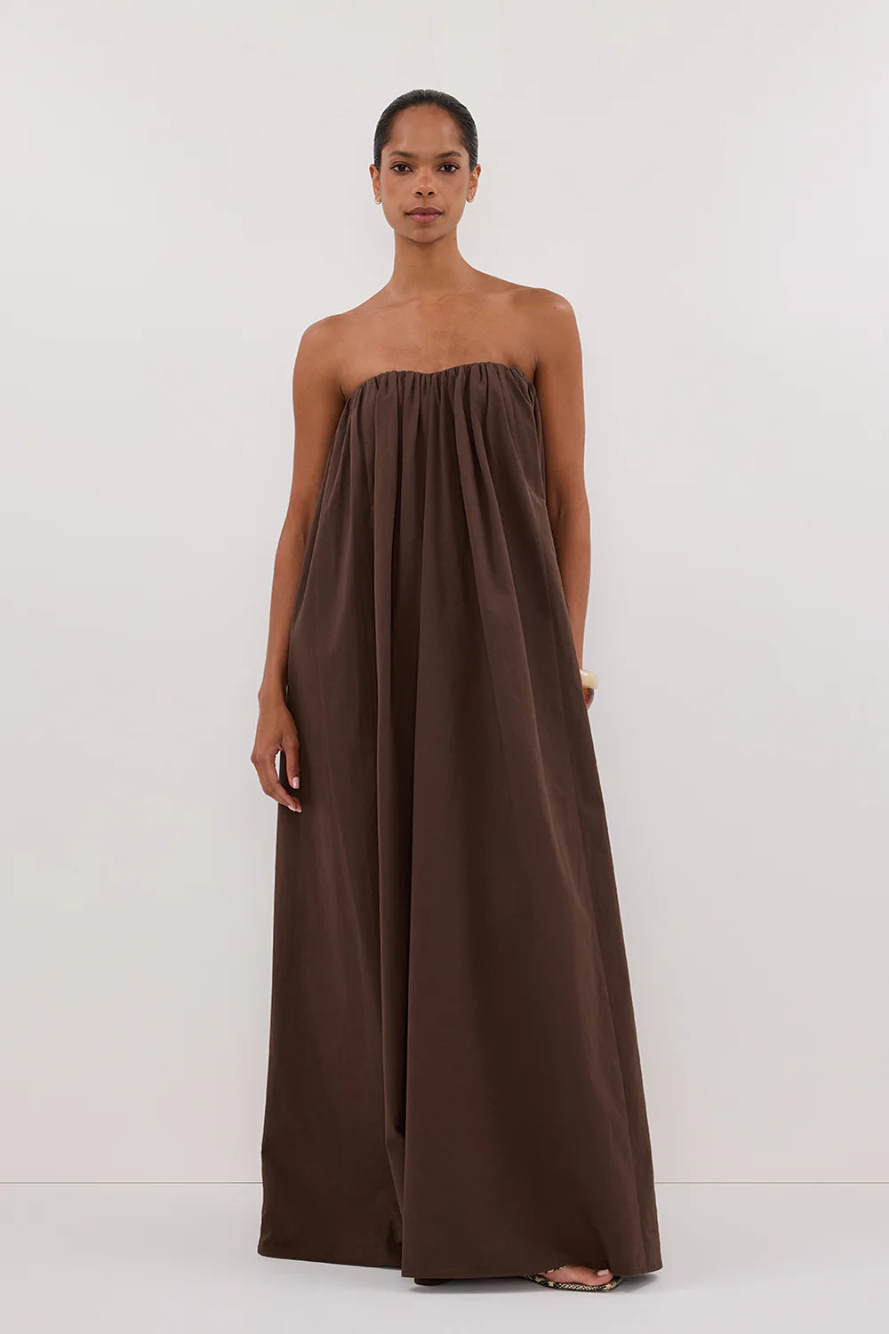 ROISIN BITTER CHOC COTTON STRAPLESS | DISSH