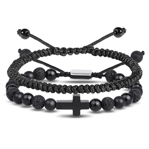 Christian Gifts Cross Bracelets for Men: Religious Gifts for Men Christian Bracelet Love Gifts for Him - God Jesus Loves You Bracelets Faith Over Fear Bracelet Communion Catholic Baptism Gift for Men | Amazon (US)