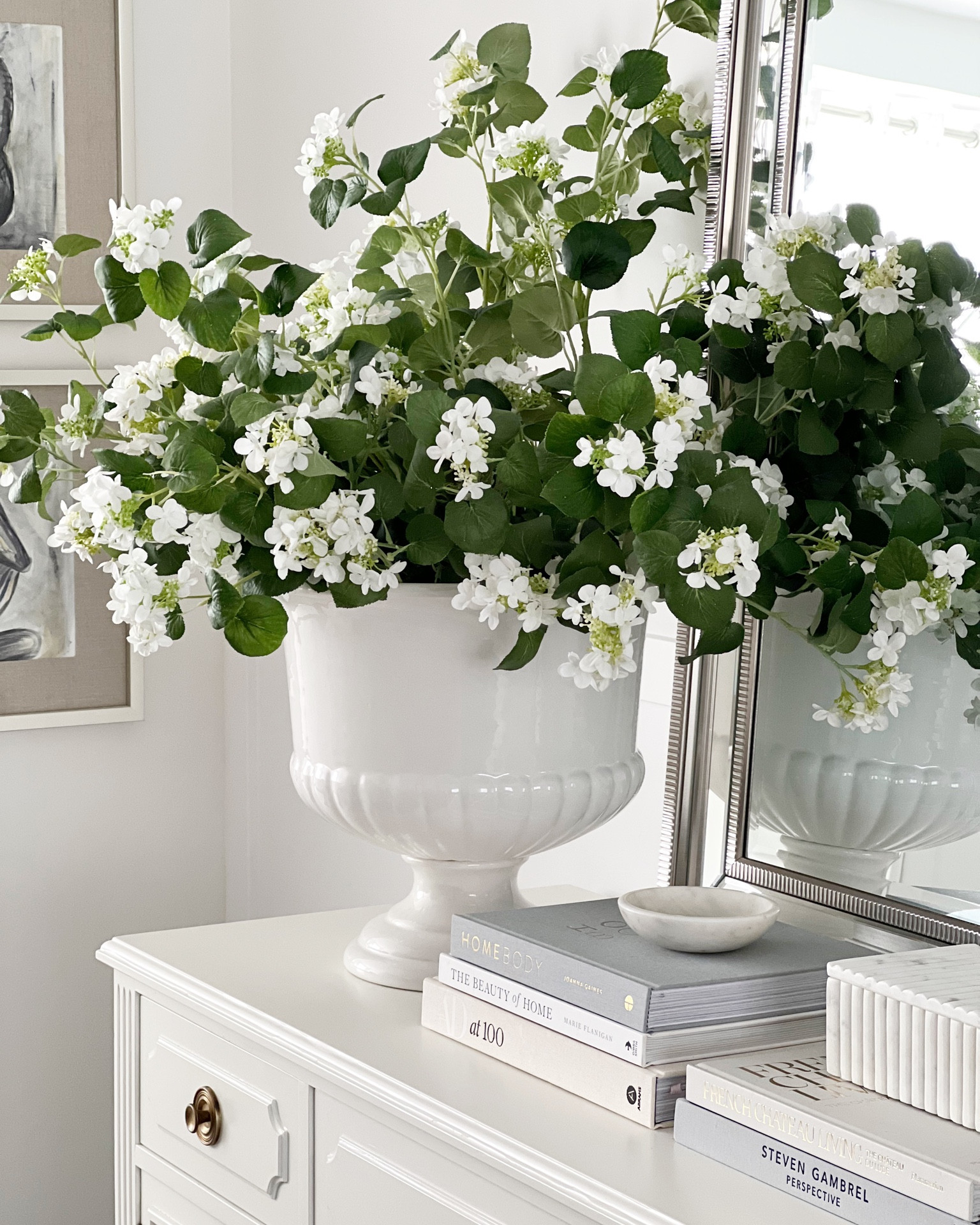 Mirabelle vase. Hydrangea stems. Pedestal pot. Marble fluted box. Coffee table books. Decor  

#LTKunder50 #LTKhome #LTKsalealert