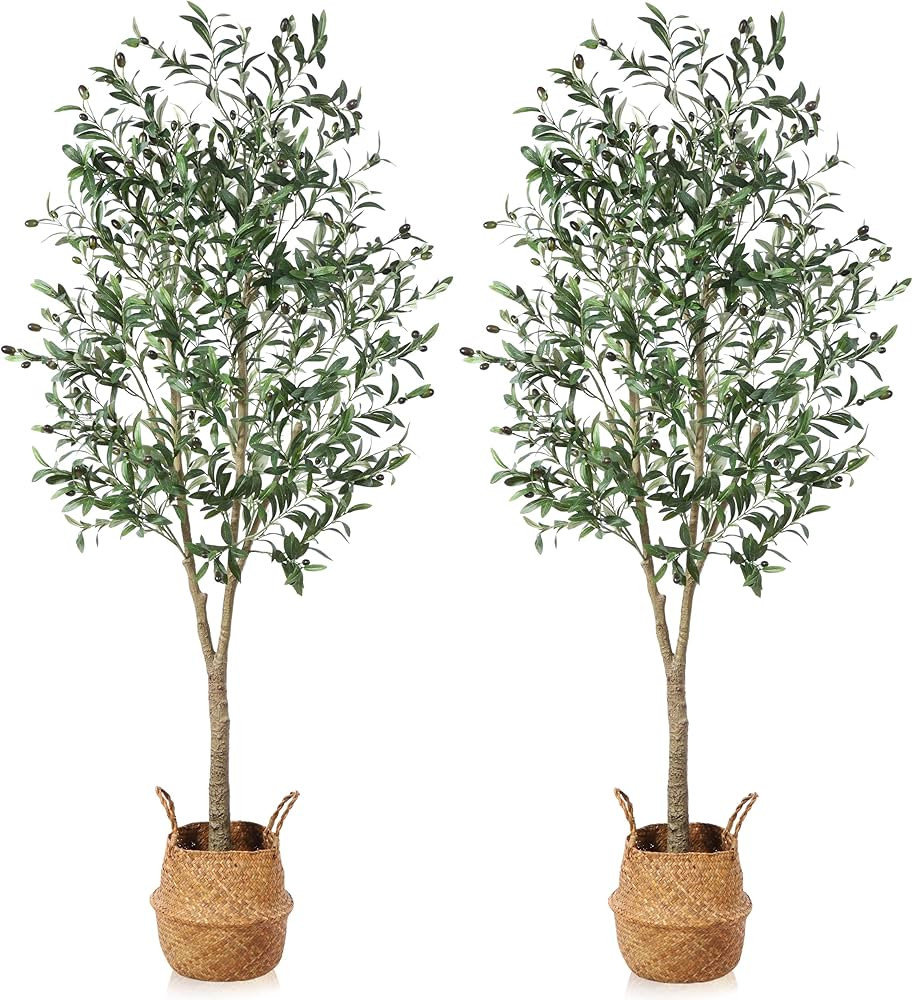 Ferrgoal Artificial Olive Trees 6Ft Fake Olive plant with Basket Faux Plants Indoor Outdoor Fake ... | Amazon (US)