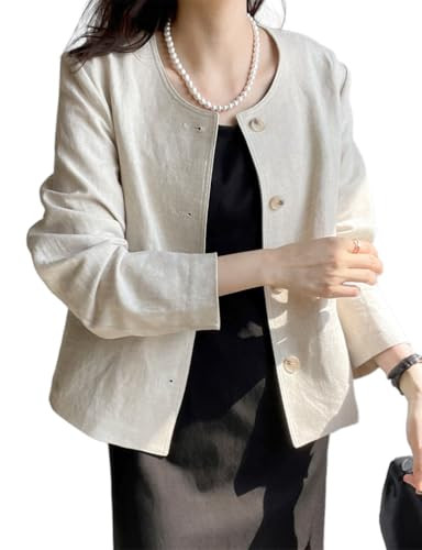 IDEALSANXUN Womens Linen Jackets Spring Summer Lightweight Linen Blazer Cardigan Tops | Amazon (US)