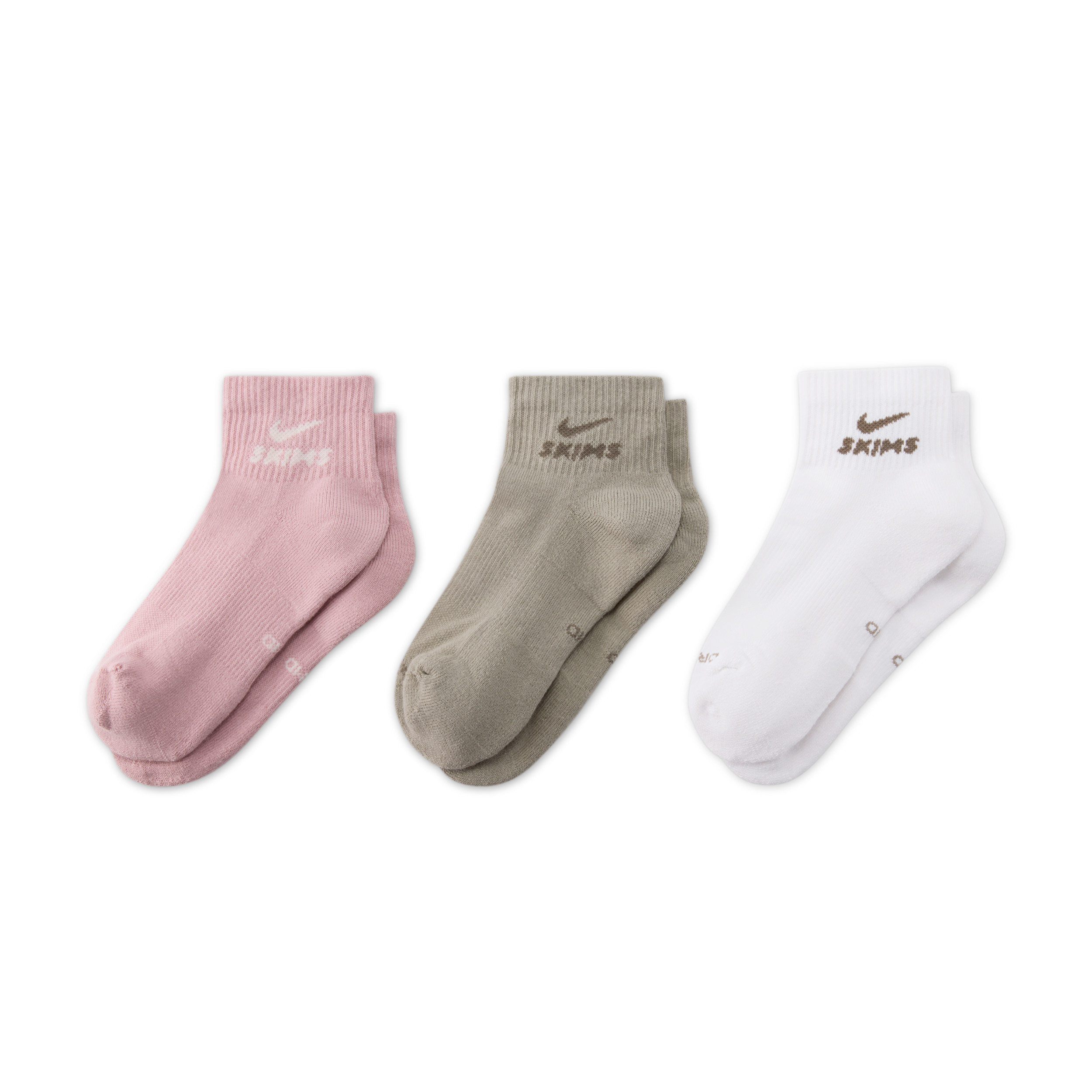 Nike Women's SKIMS Dri-FIT Quarter Socks (3 Pairs) in Brown | IQ8106-907 | Nike (US)