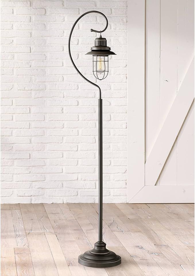 Ulysses Rustic Industrial Farmhouse Lantern Floor Lamp Dimmable LED Edison 60" Tall Oil Rubbed Br... | Amazon (US)